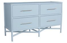 a white dresser with four drawers on each side