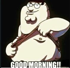 an image of a cartoon character with the words good morning on it's chest