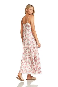 The most darling maxi for all your Summer endeavors! Light & airy, this delicate floral maxi is a perfect choice for the beach, town, and just about everything in between. You'll be the talk of the town! Adjustable straps for the perfect fit. 100% rayon, machine wash, hang dry. Pink Flowy Maxi Dress For Summer, Feminine Floral Print Maxi Dress For Vacation, Summer Floral Print Maxi Dress For Daywear, Flowy Pink Maxi Dress For Summer, Feminine Flowy Maxi Dress For The Beach, Pink Beachy Maxi Dress For The Beach, Feminine Pink Maxi Dress For Beach Season, Pink Maxi Dress For Garden Party And Beach Season, Pink Breezy Maxi Dress For Vacation