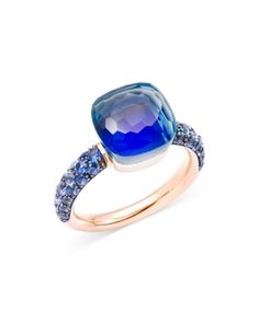 Pomellato 18K Rose Gold Nudo Blue Multi Gemstone Statement Ring Pomellato Jewelry, Gold Topaz, Lapis Ring, Square Ring, Rose Gold Band, Square Rings, Pave Ring, Modern Ring, Colorful Jewelry