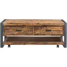 Loftworks Two Drawer Coffee Table - 1694232_JOFR_PRI_OL Modern Living Room Table, Drawer Coffee Table, Coffee Tables For Sale, Chair Side Table, Rocker Recliners, Open Shelf, Transitional Decor, Metal Accents, Distressed Wood