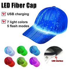 an image of led baseball cap with different colors