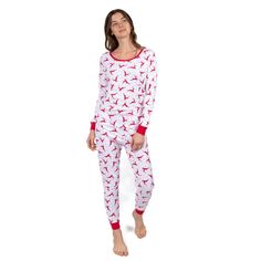 Don't forget to match with others in these Women's Two Piece Cotton Pajamas, perfect for any special family occasion. Each imported outfit consists of a long-sleeved shirt and comfy bottoms, both with ribbed cuffs to bolster its already slim feeling. Pajamas are made from 100% soft cotton to keep wearers warm during those frigid nights, while the tagless labels protect exposed skin from tag scratches. Choose between a cute moose or panda pattern, each design matching effortlessly with other fami Cute Moose, Reindeer Pajamas, Panda Pattern, White Reindeer, Matching Robes, Comfortable Pajamas, Womens Christmas, Cotton Pajamas, Cotton Pyjamas