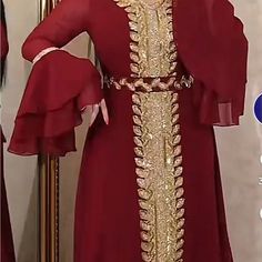 Dresses | Red And Gold Kaftan Dress Size Xlarge Abaya Caftan | Poshmark Kaftan Style Dresses, Kaftan Style, Dresses Red, Kaftan Dress, Style Dresses, Red And Gold, Xl Dress, Style Dress, Lady In Red