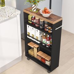 Slim Storage Cart, Rolling Narrow Kitchen Cart on Wheels for Small Place, 4-Tier Slide Out Slim Utility Cart Skinny Image 1 Small Kitchen Cart, Slim Storage Cart, Kitchen Carts On Wheels, Slim Storage, Cart On Wheels, Rolling Kitchen Cart, Laundry Cart, Kitchen Storage Cart, Bathroom Sink Cabinets