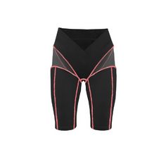 a women's shorts with pink trims on the bottom and side, in black