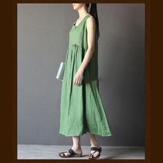 Green linen summer maxi dress sleeveless sundressThis dress is made of cotton linen fabric, soft and breathy, suitable for summer, so loose dresses to make you comfortable all the time.Measurement:Size S length 116cm / 45.24" Bust 92cm / 35.88" Waist 98cm / 38.22" Cuff 38cm / 14.82" hem 190cm / 74.1"Size M length 120cm / 46.8" Bust 96cm / 37.44" Waist 104cm / 40.56" Cuff 40cm / 15.6" hem 200cm / 78"Size L length 123cm / 47.97" Bust 102cm / 39.78" Waist 108cm / 42.12" Cuff 42cm / 16.38" hem 205cm Dresses To Make, Maxi Dress Sleeveless, Loose Dresses, Linen Summer, Summer Maxi, Cotton Linen Fabric, Loose Dress, Summer Maxi Dress, Dress Sleeveless