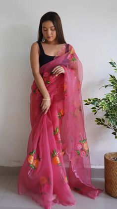 Sarees For Girls, Simple Saree Designs, Saree Draping Styles, Bridesmaid Saree, Organza Wedding Dress, Fancy Sarees Party Wear