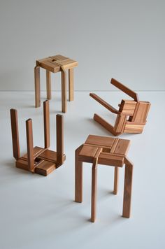 three pieces of furniture made out of wood