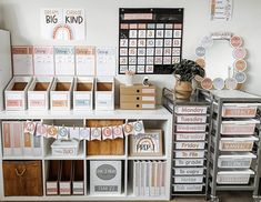 a desk with lots of boxes and papers on it