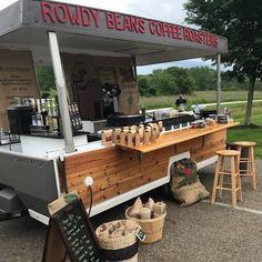 the food cart is selling coffee and other items