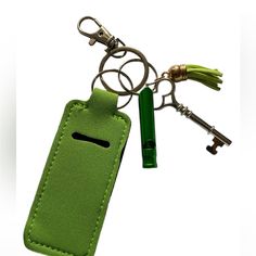 Green This Really Awesome Bag Charm Or Key Chain Not Only Has Super Cute And Colorful Charms W A Heart Shaped Key And The Rectangle Charm Holds A Tube Of Lipstick Or Chapstick, But Also Serves As A Trendy Safety Device W A Small Emergency Whistle, In The Color Of The Charm! Style And Safety In One Charm/Keychain!! Pink Gucci Belt, Emergency Whistle, Red Eyeglasses, Minnie Ears Headband, Aesthetic Car, Charm Keychain, Disney Ears, Minnie Ears, Blue Lenses