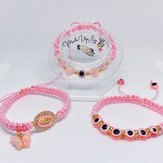 Our popular Virgencita bracelet now comes in a bundle of three! Items as pictured above! Bracelets are adjustable. Pink Adjustable Spiritual Braided Bracelet, Adjustable Pink Evil Eye Bracelet, Adjustable Pink Beaded Evil Eye Bracelet, Adjustable Crystal Bangle Bracelet For Friendship, Adjustable Jubilee Charm Bracelet For Friendship, Adjustable Pink Spiritual Friendship Bracelets, Pink Adjustable Spiritual Friendship Bracelets, Adjustable Hypoallergenic Pink Wristband, Trendy Resizable Pink Bracelets