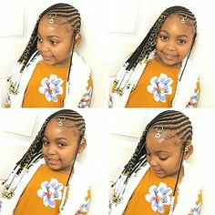 Lemonade Braid Styles, Back To School Braided Hairstyles, School Braided Hairstyles, Lemonade Braids For Kids, African Hairstyles For Kids, Kids Braids With Beads, Braided Braids, School Braids, Daughter Hairstyles