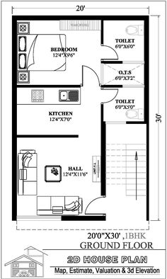 a floor plan for a small house with two bedroom and an attached living room area