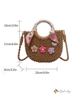 BirdinBag - Chic One-Shoulder Crossbody Bag - Fresh Straw Flower Design for Women Flower-shaped Shoulder Bag For Everyday Use, Spring Flower-shaped Large Capacity Bags, Spring Flower Shoulder Bag For Everyday Use, Large Capacity Flower Shaped Shoulder Bag For Daily Use, Summer Flower Shoulder Bag For Everyday Use, Summer Floral Shoulder Bag For Everyday Use, Spring Flower Shoulder Bag With Adjustable Strap, Flower Shaped Shoulder Bag With Adjustable Strap For Spring, Casual Flower Shaped Shoulder Bag For Summer