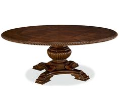 an oval wooden table with two pedestals on each side and one end at the base