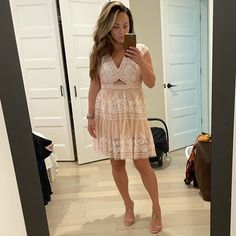 Only Worn One Time For A Wedding. Price Is Unbeatable For A Dress Of This Quality!!! Beautiful Blush Hue With Lace Detail. Perfect For Wedding Shower Or Guest! Bcbgmaxazria Dresses, A Dress, One Time, Wedding Shower, Lace Detail, A Wedding, Lace Dress, Colorful Dresses, Blush