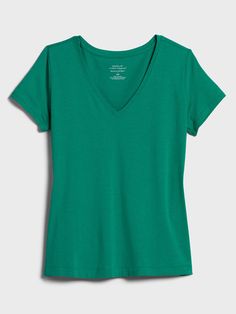 Timeless V-Neck T-Shirt | Banana Republic Factory V-neck Stretch T-shirt For Layering, Relaxed Fit V-neck T-shirt For Layering, Stretch V-neck T-shirt For Layering, Green T-shirt For Summer, Green V-neck T-shirt For Everyday, Green V-neck Tops For Layering, Green V-neck Top For Everyday, V-neck T-shirt For Summer Layering, V-neck T-shirt For Layering In Spring