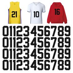 PRICES MAY VARY. PACKAGE INCLUDES: 44 pcs 0-9 white T-shirt heat transfer paper,There are 8 number 1s，enough for you to choose and combine any numbers PREMIUM MATERIAL: This heat transfer vinyl figure is made of high quality PET material and ink, it has strong tensile strength and is durable SUITABLE SIZE: iron on sports numbers are about 8 inches long with clear numbers, suitable for all kinds of competition uniforms and jerseys EASY TO USE: These iron on jersey numbers are individually cut and Cheap T-shirt With Number Print For Sports Events, Sports T Shirts, Sports Numbers, 8 Number, Jersey Numbers, Heat Transfer Paper, Team Uniforms, Football And Basketball, Sewing Trim