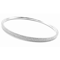 Tiffany & Co Metro 18k White Gold Full Diamond Three Row Bangle Bracelet $22,300   Retail Price: $22,300   Metal: 18k White Gold  Size: Medium 6.25"  Weight: 22.3 grams  Width: 4mm  Stones: Round Brilliant Cut Diamonds VS1 clarity, G color 2.98ct  Hallmarks: Tiffany&Co Au750 Belgium  Please reference the dimensions in the description for the best approximate dimensions. Luxury Hallmarked Diamond Bangle Bracelet, Elegant Pave Setting Bangle Jewelry, Timeless Jewelry Bangle With Pave Setting, Evening Fine Jewelry Bracelets With Brilliant Cut, Fine Jewelry Diamond-accented Bracelets For Evening, Fine Jewelry Diamond Accents Bracelets For Evening, Elegant Bangle Bracelet With Pave Setting, Fine Jewelry Bracelets With Brilliant Cut For Evening, Fine Jewelry Bracelets With Diamond Accents For Evening