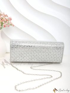 Bird in Bag - Fashionable Single Shoulder Evening Bag Glamorous Silver Square Bags, Silver Rectangular Bag, Elegant Silver Envelope Bag, Elegant Silver Square Shoulder Bag, Chic Silver Envelope Evening Bag, Elegant Silver Square Bag, Rectangular Silver Evening Bag, Chic Silver Rectangular Bag, Glamorous Rectangular Bags