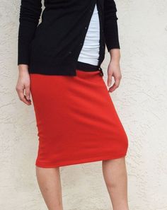 "Red Pencil Skirt has been best seller season after season for reason Everyday skirt is made of high quality knit jersey fabric with great stretch Elastic waist is built for easy pull up Fit is just amazing as many customers praise You can easily style it for office or everyday casual skirt paired with your favorite tops It all adds up to a wardrobe classic that you'll wear and wear -Sim Fit -Elasticized waist -Waist sits below naval -It drops below knee ( if you need it shorter or longer simply Casual Long Stretch Skirt, Casual Stretch Mini Pencil Skirt, Red Knee-length Pencil Skirt For Spring, Casual Lined Hip-length Skirt, Casual Hip-length Lined Skirt, Non-stretch Hip-length Trendy Skirt, Trendy Non-stretch Hip-length Skirt, Casual Non-stretch Pencil Mini Skirt, Casual Stretch Lined Skirt