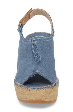 A cotton canvas sandal takes the seamed construction of a classic clog and combines it with an espadrille jute wedge for a fresh look. Frayed edges and a stonewashed finish further the relaxed vibe, while a slightly raised toe design eases natural movement while walking. Style Name:Toni Pons 'Lugano' Espadrille Wedge Sandal (Women). Style Number: 1122741. Casual Summer Clogs With Removable Insole, Summer Clogs With Rubber Sole, Casual Summer Wedge Sandals With Rubber Sole, Blue Espadrille Wedge Sandals For Spring, Casual Canvas Sandals With Rubber Sole, Cotton Espadrilles For Spring Vacation, Cotton Espadrilles For Vacation In Spring, Spring Vacation Cotton Espadrilles, Summer Clogs With Cushioned Footbed And Wedge Heel