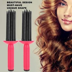 Hair Fluffy Curling Roll Comb, Hair Dryer Brush Antislip Curling Wand Hairstyling! Hairstyling Tools, Fluffy Curly Hair, Fine Hair Tips, Fluffy Curls, Round Hair Brush, Curling Brush, Roll Hairstyle, Curling Hair With Wand, Hair Dryer Brush