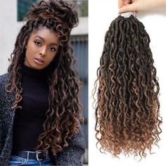 Type: Goddess Faux Locs Curly Braids. Hair Type: Wavy, Curly. Installation Type: Weave. Material: Synthetic. Twist Goddess, Crochet Passion Twist, River Goddess, Goddess Braid, Faux Loc, Curly Braids, Faux Hair, Faux Locs Hairstyles, Ombre Hair Extensions