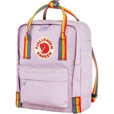 Nature has no prejudices – the rainbow has become a symbol of diversity, acceptance, and equality and Fjallraven thinks it perfectly captures the spirit of outdoor life. With Kånken Rainbow, Fjällräven celebrates every individual’s right to express themselves. Part of the sales from each backpack goes towards environmental projects within the Arctic Fox initiative. A special edition pack with all that great Kånken love, and a bit more. Kånken was created in 1978 to help prevent back problems amo Fjallraven Women, Fjällräven Kånken, Kanken Mini, Pastel Lavender, Pocket Bike, Laptop Rucksack, Arctic Fox, Small Backpack, Rainbow Pattern