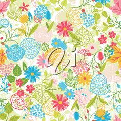 an abstract floral background with colorful flowers and leaves