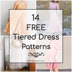 14 FREE Tiered Dress Patterns for Women Maxi Dress Patterns, Tiered Dress Pattern, Ruffled Dress Pattern, Maxi Dress Pattern Sewing, Trash To Couture, Easy Diy Clothes