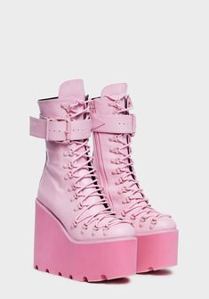 cuz you're sweet but deadly, bb! Flip your perfectly manicured middle finger at 'em in these cute AF wedge platform boots that have a candy coated vegan leather construction, adjustable D-ring lace-ups, detachable ankle wrap buckle straps, and side zip closures to make it clear you're the queen of sass. Flip Off Finger, Finger Reference, Wedge Platform Boots, Dollskill Shoes, Festival Sets, Flip Off, Dress Png, Fairy Shoes, Sugar Thrillz