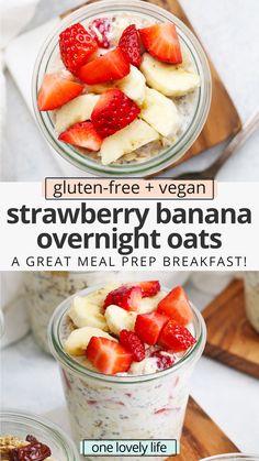 strawberry banana overnight oatmeal with granola