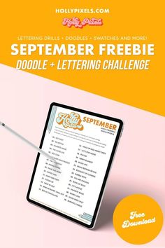 an image of a poster with the words, freebie doodle and lettering challenge