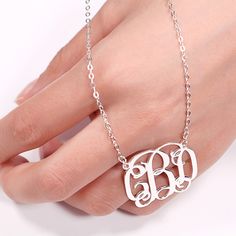 Jeulia classic sterling silver monogram necklace, this monogram necklace support three letters customized design for you chain with sterling silver, classic design and an exquisite design, makes your letter necklace become a beautiful and unique necklace. You can engrave your friends name or ‘Mom/Dad’ as a necklace gift in some special days. To express your love or friendship, never to be late to get your initial necklace with customized letter design online.Chain Type: Width: 30 mmHeight: 30 mm Elegant Sterling Silver Initial Necklace For Anniversary, Classic White Gold Name Necklace As Personalized Gift, Classic White Gold Name Necklace For Personalized Gift, Elegant White Gold Initial Necklace For Personalized Gift, Elegant White Gold Initial Necklace As Personalized Gift, Classic White Gold Personalized Necklace, Classic Personalized White Gold Custom Necklace, Silver Sterling Engraved Name Necklace, Elegant Engraved Sterling Silver Initial Necklace