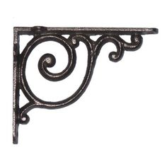 an iron shelf bracket on a white background