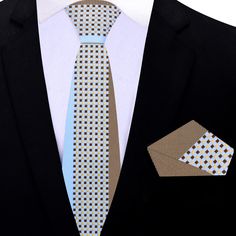 Phantom Tie Introducing the Phantom Necktie: Elevate your style with the understated charm of our Phantom Necktie. Meticulously crafted from the finest silk, this necktie embodies timeless elegance and refined taste. Its harmonious combination of light blue and light brown creates a visually pleasing and sophisticated aesthetic. The light blue color represents tranquility and serenity, while the light brown adds warmth and depth to the overall design. This delicate balance of hues makes it a ver Fitted Elegant Brown Neckwear, Elegant Fitted Brown Neckwear, Elegant Wedding Pocket Square, Elegant Brown Suit And Tie Accessories With Pocket Square, Classic Black Tie Ties With Pocket Square, Elegant Black Tie Pocket Square, Elegant Beige Tie For Black Tie Events, Elegant Brown Suit And Tie Accessories For Business, Elegant Formal Pocket Square