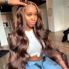 West Kiss Hair Pre Colored Dark Brown Lace Front Wigs Color #4 Human Hair With Baby Hair 12-24 Inches Available Brown Hairs, Colored Human Hair Wigs, Lace Closure Hairstyles, Colored Wigs, Body Wave Wig, Body Wave Hair, Frontal Wig, Real Human Hair, Hd Lace