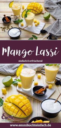 Mango Lassi selber machen ganz schnell und einfach. Süße Mango, cremiger Joghurt und saure Limette. Mit diesen wenigen Zutaten ist das gesund Getränk in 5 Minuten auf dem Tisch. Rezepte Einfach | Schnelle Rezepte | Leckere vegetarische Rezepte Mango Lassi, All About, Mango, Snacks