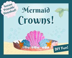 "⭐ These printable DIY Mermaid Crowns are a fun activity for your little mermaid! They are perfect for a mermaid theme party, playtime with friends, or everyday fun at home! ⭐  ⭐ We also offer already colored and assembled crowns. Simply cut and size to head. Get both sets for only $1 more. ⭐ https://www.etsy.com/listing/1244307263/mermaid-crowns-diy-and-printable-mermaid ⭐ SHOP MATCHING ITEMS HERE ⭐ Matching Mermaid Party Supplies https://www.etsy.com/shop/DigitalDesigns4Kids?ref=shop_sugg&section_id=38234606 If you are planning a Mermaid theme birthday party, you may like our Mermaid Birthday Party Bundle! It includes everything you need for a fin-tastic mermaid themed party AND you will save over $20 compared to buying each item separately. https://www.etsy.com/listing/1219366498/mermai Diy Mermaid Crown, Little Mermaid Crafts, Mermaid Wand, Mermaid Headpiece, Crown Printable, Mermaid Crowns, Mermaid Party Supplies, Mermaid Birthday Party Decorations, Diy Mermaid