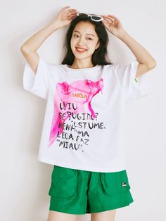 "MIAO" Letter Print Tee – Urlazh New York Animal Pattern Design, Letter Print Tee, Round Neck Design, Print Tee, Animal Pattern, Printed Tees, Letter Print, Neck Designs, Oversized Fits