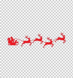 santa's sleigh with reindeers on transparent background