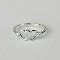 Beautiful 2 Included Ring Best Ring For Showing Your Love-Best Ring For Loved One- These 2 heart rings are the symbol of love of two people, as these two hearts are together, in the same way the couple will always be together  Confirmation Ring-Proposal Ring-Promise Ring-Birthday Ring! This Heart ring for couples is a great gift for your best friends on graduation, birthday, Christmas Day. The engraved Rings can be also be a gift for your lover on wedding, engagement, wedding anniversary, Valent Heart Band, Heart Shaped Rings, Birthday Ring, Heart Shaped Diamond, Diamond Anniversary, Rings Cool, Womens Wedding Bands, Sterling Silver Heart, Engraved Rings