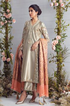 Zoey – HaniyaJibran Designer Outfit, Pakistani Wedding Outfits, Embroidery Suits Design, Pakistani Designers, Embroidery Suits, Silk Thread, Pakistani Fashion, Wedding Wear, Raw Silk