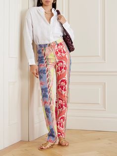 You can count on Etro to create jeans that will liven up your denim collection. Influenced by vintage designs, this pair is printed with a swirling paisley pattern and cut for a high-rise, straight-leg fit. Wear yours with a T-shirt that complements the vibrant shades. Louise Roe, Eyewear Shop, Denim Collection, Sports Suit, Paisley Pattern, Jeans Dress, Net A Porter, Women Collection, Denim Dress