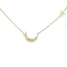 Our Charms are Handmade and Plated with 14k Gold and Cubic Zirconia .  Base Metal is 925 Sterling Silver .  Chains are 16inch. Gold Star-shaped Cubic Zirconia Necklace, Gold Cubic Zirconia Necklace With Star Charm, Yellow Gold Star-shaped Cubic Zirconia Necklace, Yellow Gold Star Necklace With Cubic Zirconia, Gold Star Necklaces With Diamond Accents, Gold Star-shaped Necklace With Diamond Accents, Gold Star Necklace With Diamond Accents, Celestial Necklace With Cubic Zirconia And Diamond Accents, Gold Celestial Necklace With Cubic Zirconia