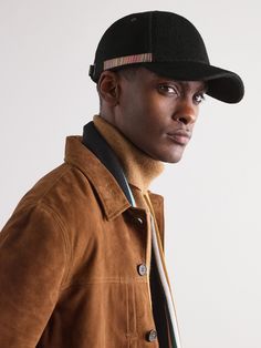 Paul Smith's baseball cap is trimmed with 'Artist Stripe' grosgrain next to the curved brim. Made from wool-felt, it has air-ventilating eyelets around the crown and a branded buckle in the back for the perfect fit. Cap For Men, Wardrobe Edit, Fine Jewelry Designers, Paul Smith, Mr Porter, Black Wool, The Crown, Sale Design, Black Stripes