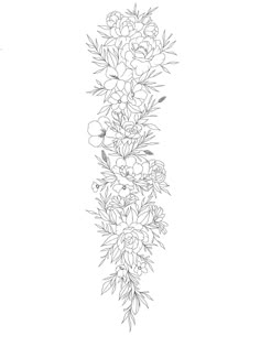 a line drawing of flowers on a white background